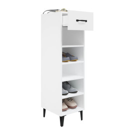 Armoire à chaussure Blanc brillant 30x35x105 cm Bois ingénierie