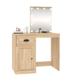 Coiffeuse avec LED chêne sonoma 90x50x132,5cm bois d'ingénierie