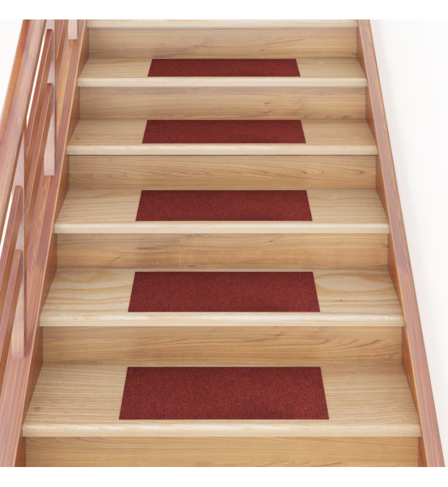 Tapis d'escalier autocollants Rectangulaire 15pcs 60x25cm Rouge