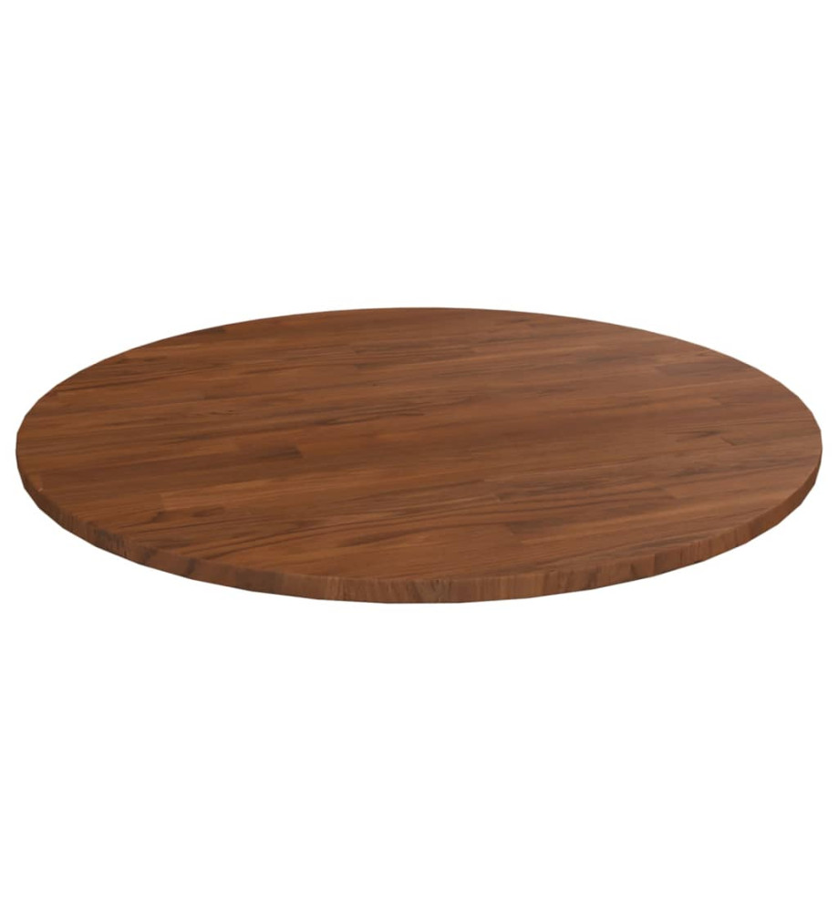 Dessus de table rond Marron foncé Ø80x1,5cm Chêne massif traité