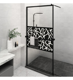 Paroi de douche avec étagère Noir 115x195cm Verre ESG&Aluminium