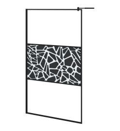 Paroi de douche avec étagère Noir 115x195cm Verre ESG&Aluminium