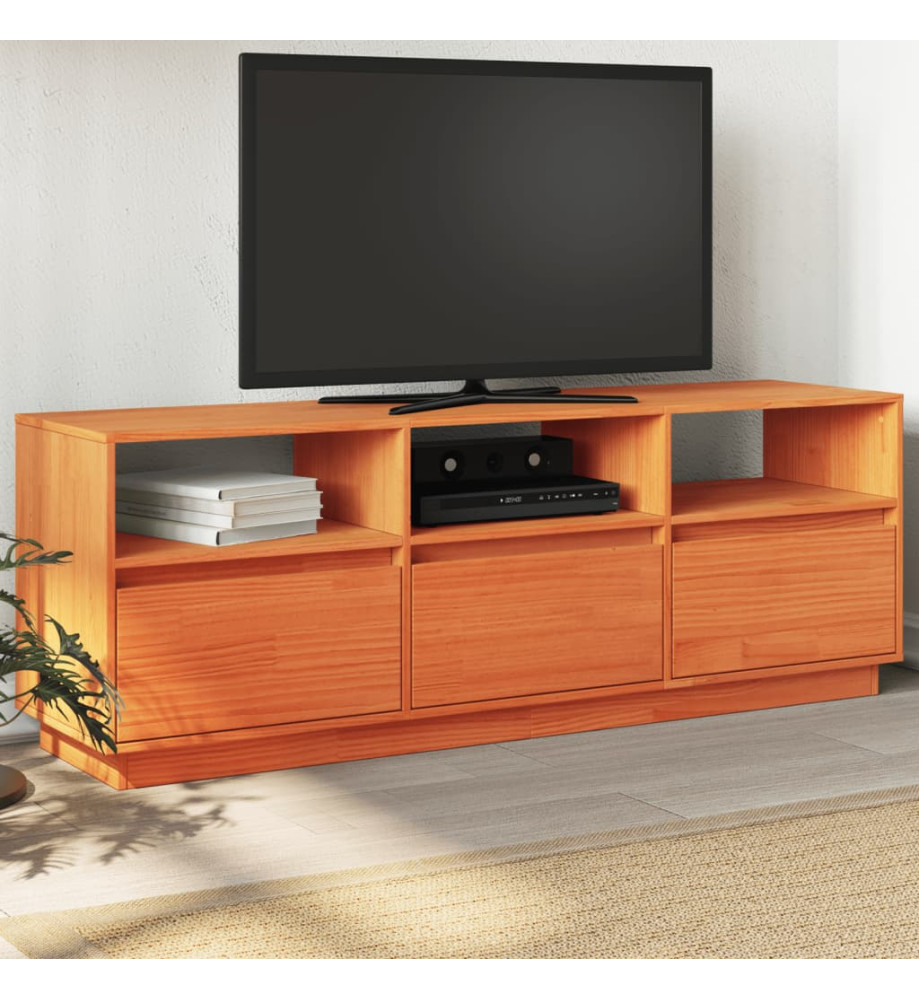 Meuble TV cire marron 140x37x50 cm bois pin massif