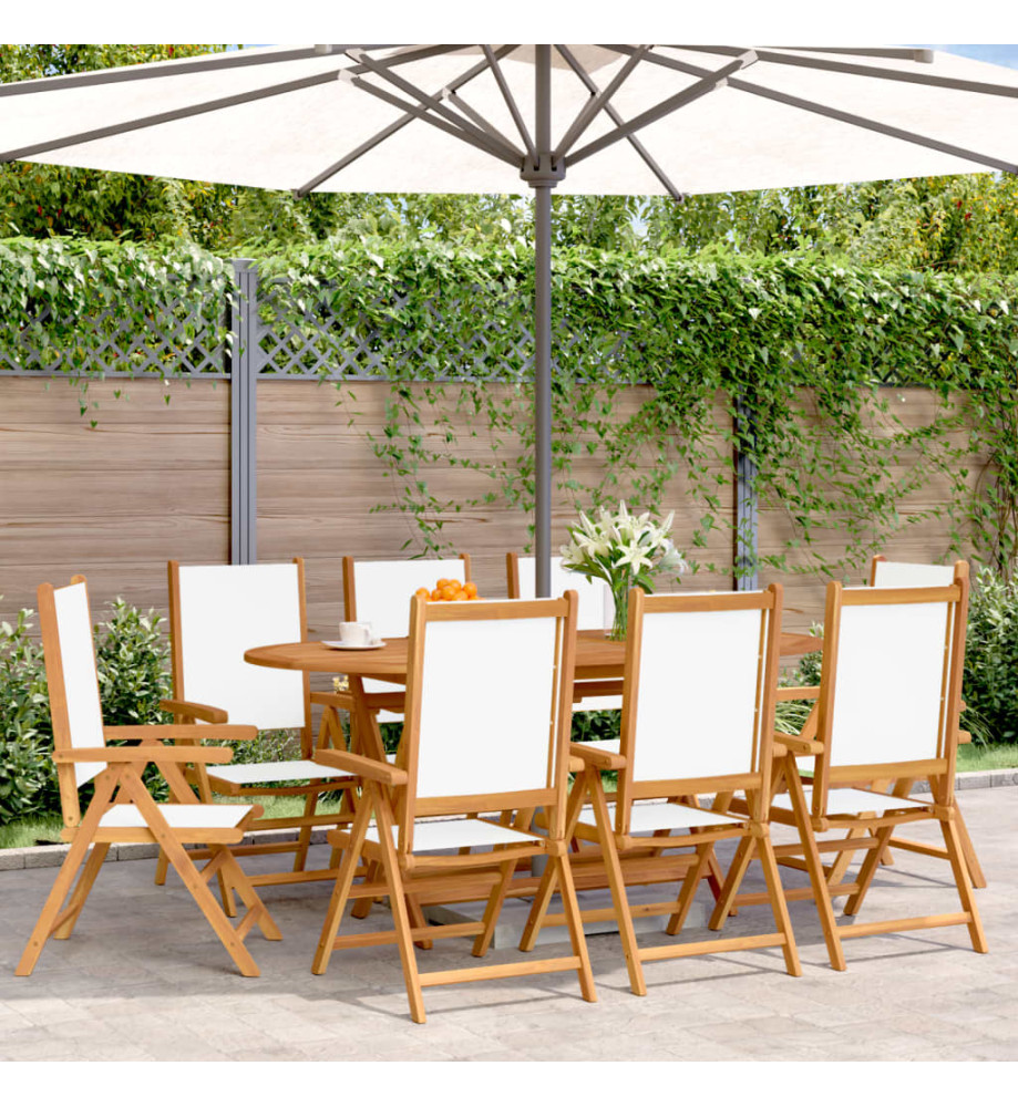 Chaises inclinables de jardin lot de 8 tissu et bois massif Chaises inclinables de jardin lot de 8 tissu et bois massif