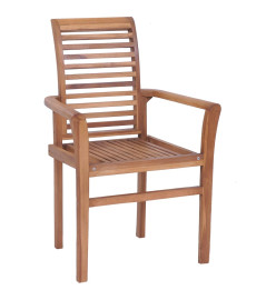 Chaises à dîner 8 pcs avec coussins rouge Bois de teck solide