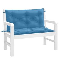 Coussins de banc de jardin lot de 2 bleu mélangé tissu