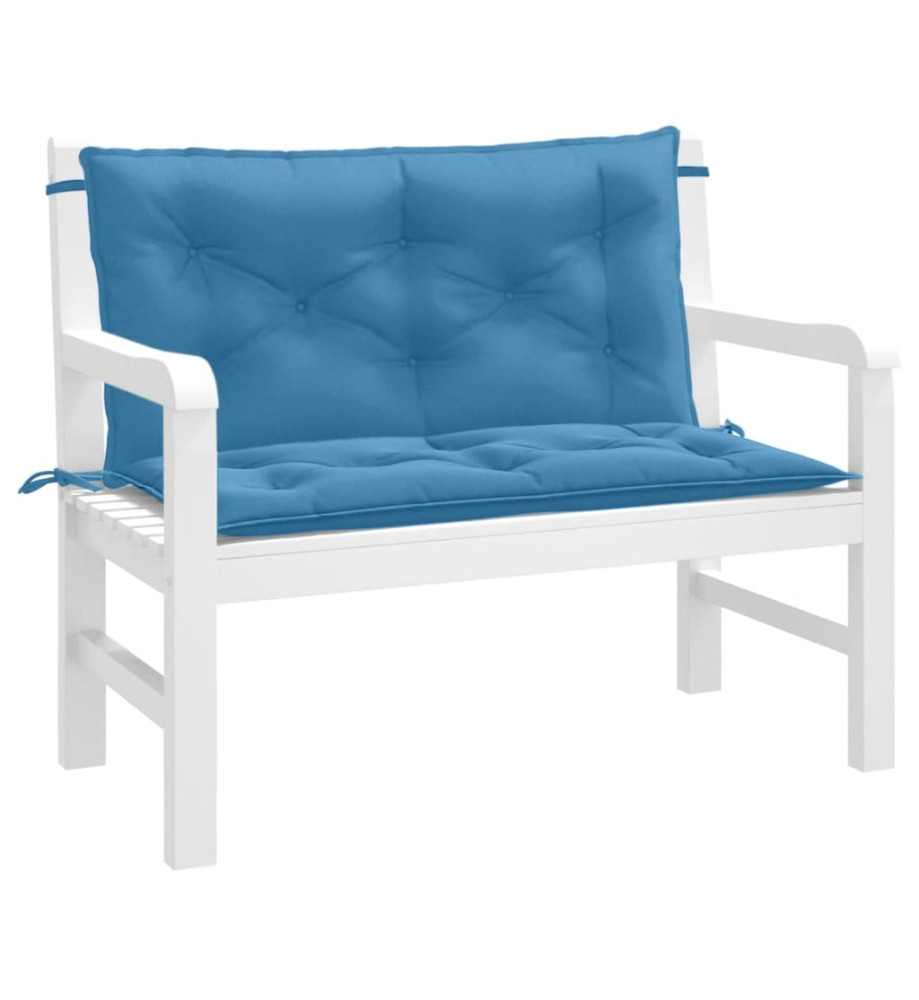 Coussins de banc de jardin lot de 2 bleu mélangé tissu