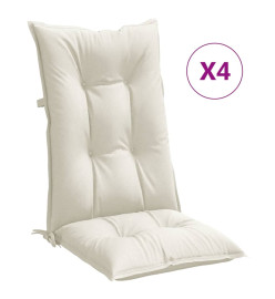 Coussins de chaise à dossier haut lot de 4 crème mélangé tissu