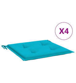 Coussins de chaise de jardin lot de 4 turquoise 40x40x3cm tissu