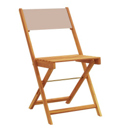 Chaises de jardin pliantes lot de 4 taupe tissu et bois massif