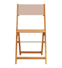 Chaises de jardin pliantes lot de 4 taupe tissu et bois massif