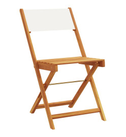 Ensemble de bistro 3 pcs blanc crème tissu et bois massif