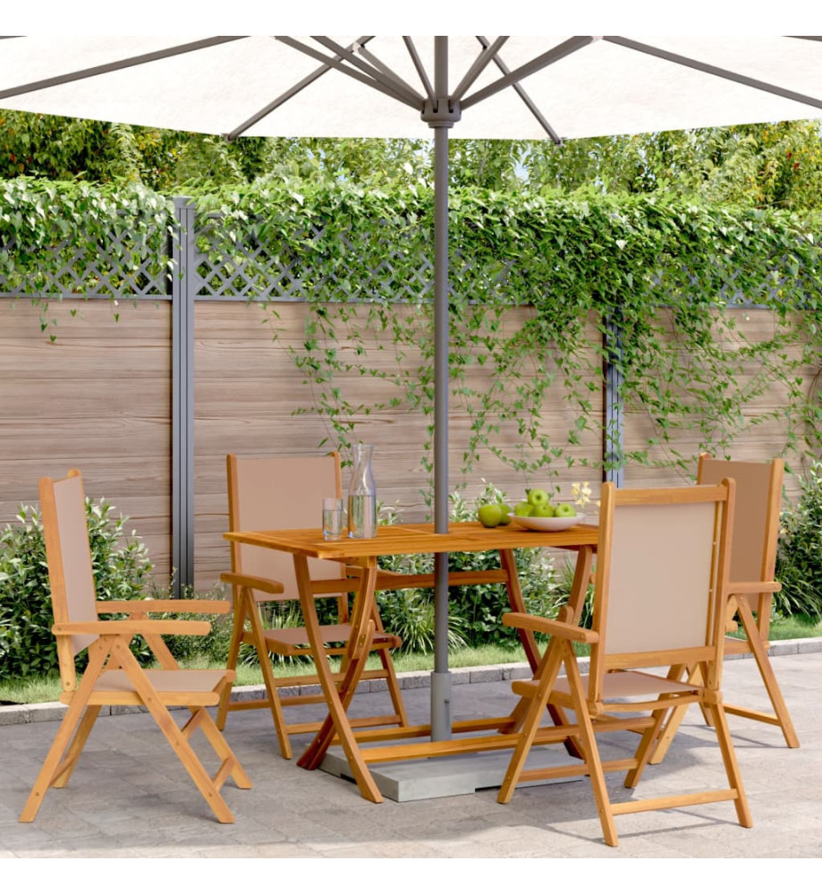 Chaises inclinables de jardin lot de 4 taupe tissu bois massif Chaises inclinables de jardin lot de 4 taupe tissu bois massif