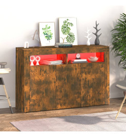 Buffet avec lumières LED chêne fumé 115,5x30x75 cm