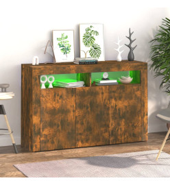 Buffet avec lumières LED chêne fumé 115,5x30x75 cm