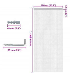 Moustiquaire de porte à chaîne 100x200 cm aluminium