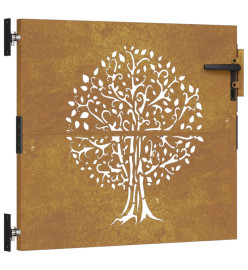 Portail de jardin 85x75 cm acier corten conception d'arbre