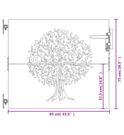 Portail de jardin 85x75 cm acier corten conception d'arbre