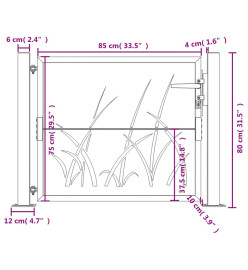 Portail de jardin 105x80 cm acier corten conception d'herbe