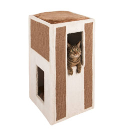 Kerbl Baril de grattage pour chats Galina 40x40x78 cm Blanc et marron