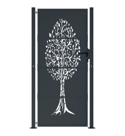 Portail de jardin anthracite 105x180cm acier conception d'arbre