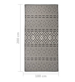 Tapis à tissage plat d'extérieur 100x200 cm Rayures noires