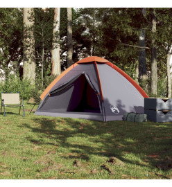 Tente de camping à dôme 4 personnes gris et orange imperméable