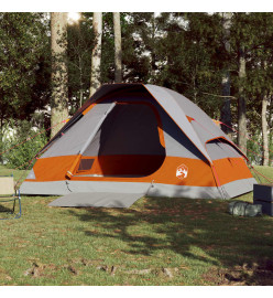 Tente de camping à dôme 4 personnes gris et orange imperméable