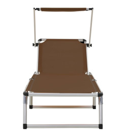 Chaises longues pliables toit 2 pcs Aluminium textilène Marron