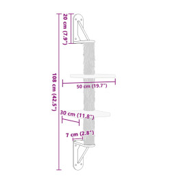 Arbre à chat mural avec griffoir crème 108 cm