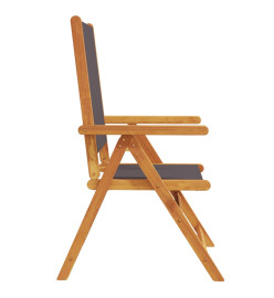 Chaises inclinables de jardin lot de 8 tissu et bois massif