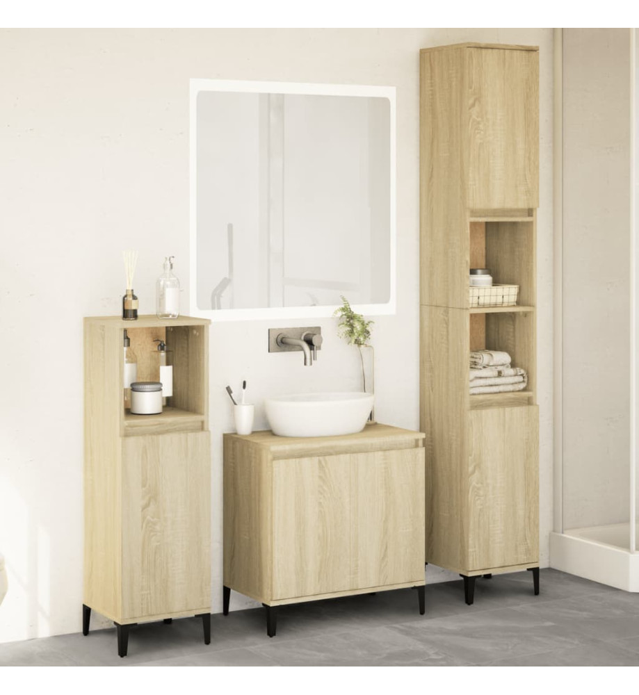 Ensemble de meubles de salle de bain 3 pcs chêne sonoma