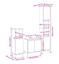 Ensemble de meubles de salle de bain 3 pcs chêne sonoma