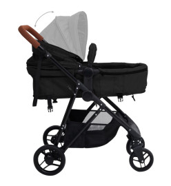 Poussette pour bébé 3-en-1 Anthracite et noir Acier