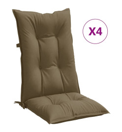 Coussins de chaise à dossier haut lot de 4 taupe mélangé tissu