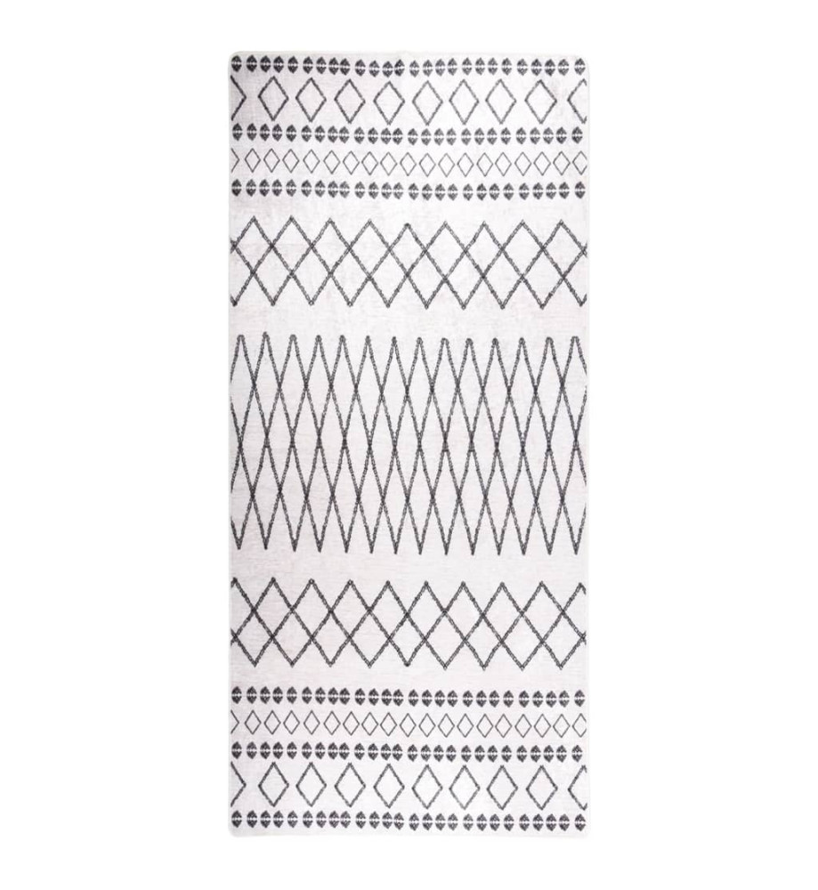 Tapis lavable antidérapant 80x300 cm Noir et blanc