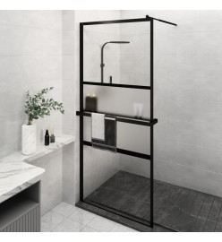 Paroi de douche avec étagère Noir 90x195 cm Verre ESG&Aluminium