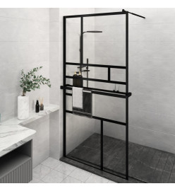 Paroi de douche avec étagère Noir 115x195cm Verre ESG&Aluminium