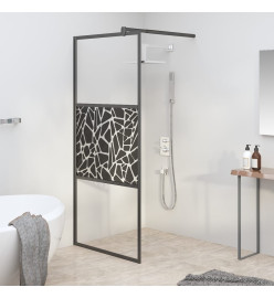 Paroi de douche 90x195 cm Verre ESG avec design de pierre Noir