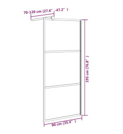 Paroi de douche 90x195 cm Verre ESG avec design de pierre Noir