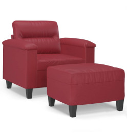 Fauteuil avec repose-pied Rouge bordeaux 60 cm Similicuir