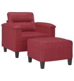 Fauteuil avec repose-pied Rouge bordeaux 60 cm Similicuir