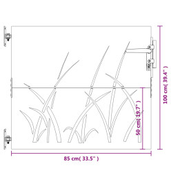 Portail de jardin 85x100 cm acier corten conception d'herbe