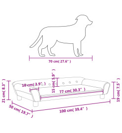 Lit pour chien crème 100x50x21 cm velours