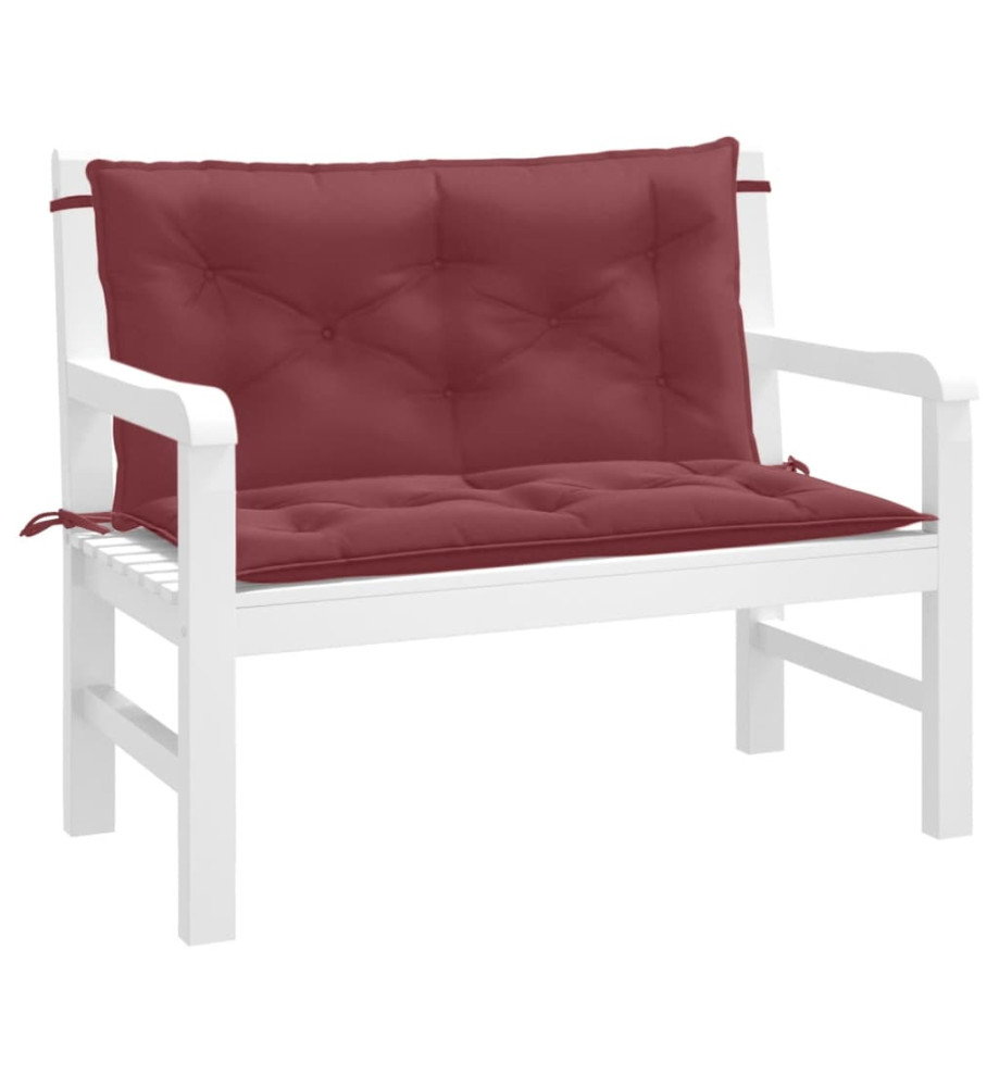Coussins de banc de jardin lot de 2 rouge bordeaux mélangé Coussins de banc de jardin lot de 2 rouge bordeaux mélangé