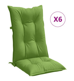 Coussins de chaise à dossier haut lot de 6 vert mélangé tissu