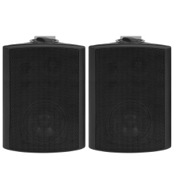 Haut-parleurs stéréo muraux 2 pcs noir intérieur extérieur 100W