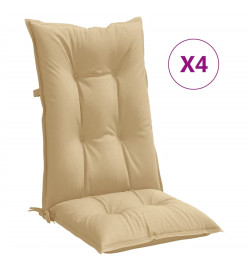 Coussins de chaise à dossier haut lot de 4 beige mélangé tissu