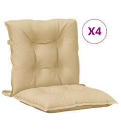 Coussins de chaise à dossier bas lot de 4 beige mélangé tissu