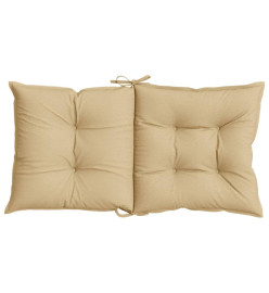 Coussins de chaise à dossier bas lot de 4 beige mélangé tissu